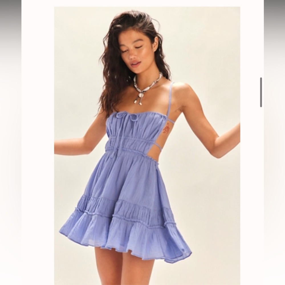 Free People taking sides mini dress, shade periwinkle.